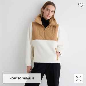 J. Crew Quilted Sherpa Fleece Half-zip Pullover